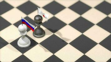 Schach Pfand mit Land Flagge, Russland, Japan. video