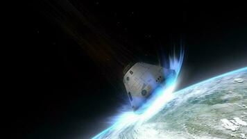 Artist rendering, Space capsule descending to Earth. video