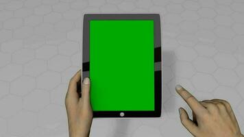 tableta ordenador personal mano gestos, alfa mate, verde pantalla incluido. video