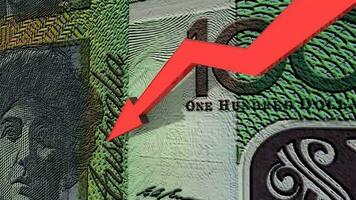 Australisch dollar valuta waarde omhoog animatie. video