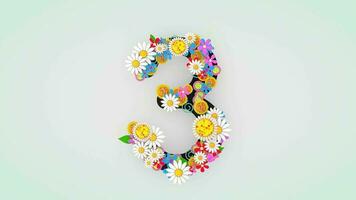 Numerical digit floral animation, 3. video