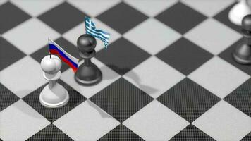 Chess Pawn with country flag, Russia, Greece. video