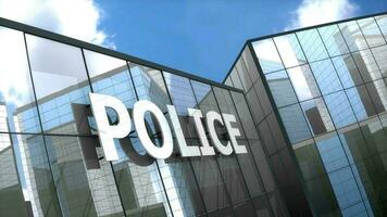 police bâtiment bleu ciel laps de temps. video