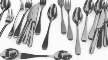 Restaurant Utensilien, Küche Werkzeug, Löffel, Messer und Gabel. video