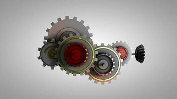 Gears work concept animation, mechanical, working, system. video