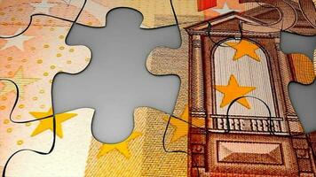 Euro banca Nota puzzle concetto animazione. video