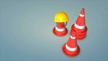 construção cones e segurança chapéu. video