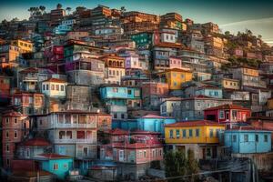 Colorful cityscapes, many homes in different colours photo