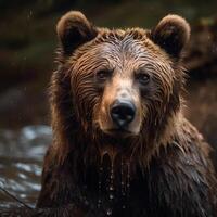 Wild bear in natural habitat AI generated photo