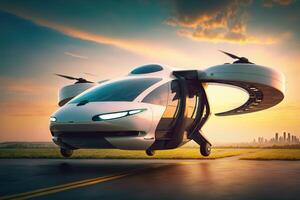 self driving flying car of the future illustration photo