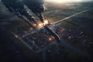 russia aerial attack to ukraine illustration photo