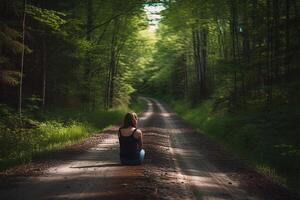 Peaceful landscape, Slowing down the journey concept diving in nature, finding a balance and sense of peace between work and life illustration photo