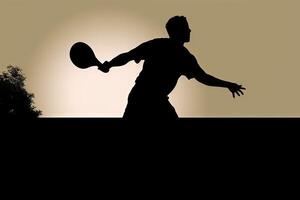 Silhouette outline of a man playing pickleball illustration photo