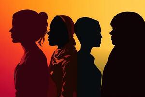 profile silhouette of women on colorful background illustration photo