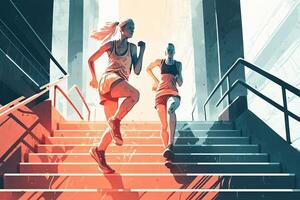 Stairs runners urban training close up illustration photo