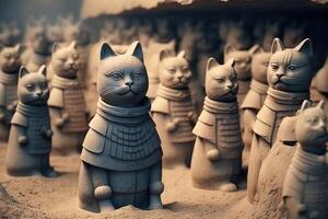 terracota Ejército estatua gato famoso escultura ilustración generativo ai foto