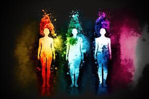 Gender spectrum abstract concept of human diversity using different colors illustration photo