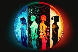 Gender spectrum abstract concept of human diversity using different colors illustration photo