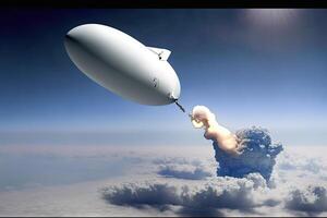 Us missile hits suspect Chinese China spy balloon baloon flying over united states of america illustration photo