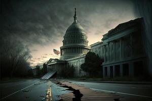 Washington dc earthquake on capitol and mall Illustration photo