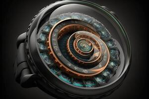 Time-Bending Watch of the future uses advanced temporal physics to manipulate time, offering a new way to experience and control the flow of time illustration photo