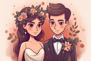 Boda Pareja icono ilustración generativo ai foto