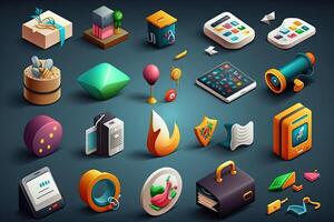 Catchy and lively icons with motion, strong colors, and a joyful aspect that makes users want to play and explore illustration photo