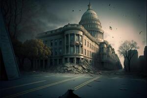 Washington corriente continua terremoto en Capitolio y centro comercial ilustración generativo ai foto