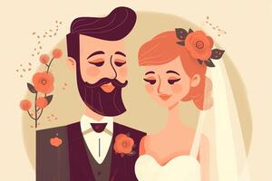 Boda Pareja icono ilustración generativo ai foto