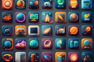 Catchy and lively icons with motion, strong colors, and a joyful aspect that makes users want to play and explore illustration photo