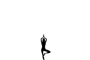 woman silhouette practicing yoga on the beach isolated on whhite background illustration photo