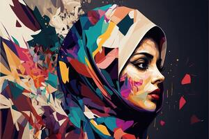 World Hijab day on february 1, hijab girl women head cover abstract representation photo