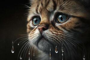 cat crying big tears illustration photo