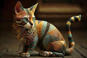 Cat made out of patchwork illustration photo