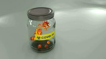 Concept animation, virus cells contained in a jar. video