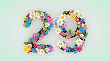Numerical digit floral animation, 29. video