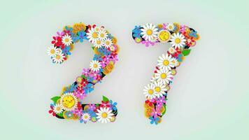 numérico dígito floral animación, 27 video