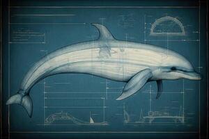 Dolphin Blueprint illustration photo