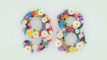 numérico dígito floral animación, 98. video