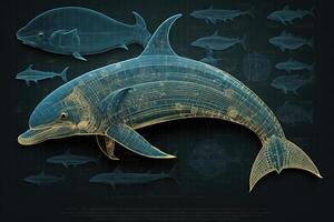 delfín Plano ilustración generativo ai foto