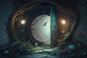 door to another world A need to escape where fantasy takes over reality and when the past is the new ultra trend illustration photo