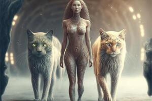 human if humans evolved from cats illustration photo