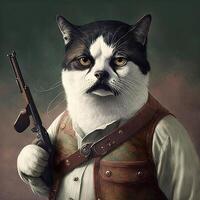 cat with long moustaches is the new boss of sinaloa mexican drug cartel illustration photo