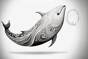 maori tribal whale sketch Polynesian tattoo pattern illustration photo