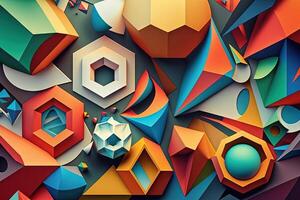 Abstract background of colorful geometric shapes illustration photo