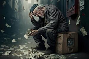 hombre perdiendo dinero en cripto valor ilustración generativo ai foto