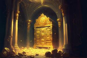 gold ignots inside vault safe golden bars illustration photo