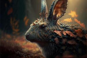 Fantasy monster charachter rabbit leaf animal illustration photo