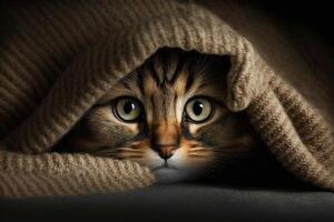 cat nose emerging from blanket illustration photo