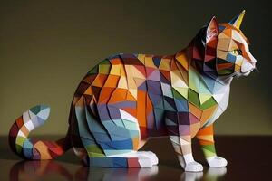 Cat made out of patchwork illustration photo